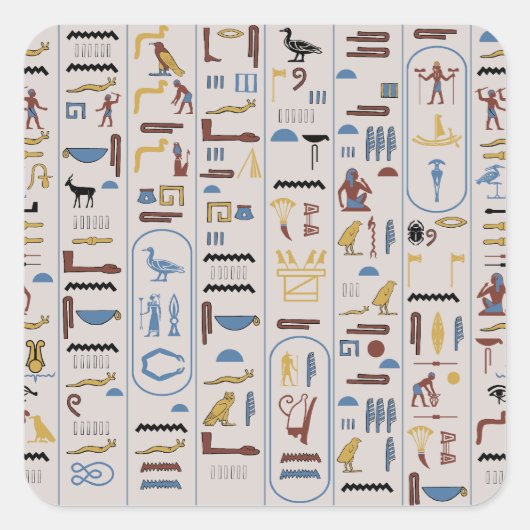 Hieroglyphs Ash Color Farao Vierkante Sticker (Voorkant)