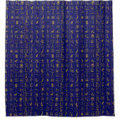 Hieroglyphs Golden on Blue Shower Curtain Douchegordijn (Voorkant)