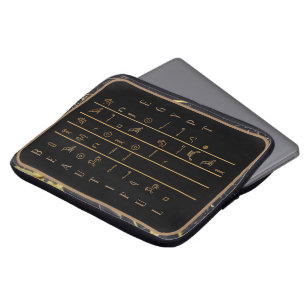 Hieroglyphs Mooi Egyptisch zwart-wit en gouden lij Laptop Sleeve