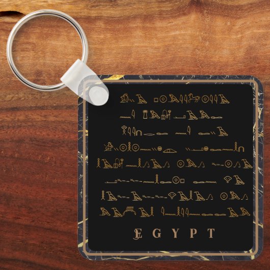 Hieroglyphs Phrase Egypt Black and Gold lijst Sleutelhanger (Voorkant)