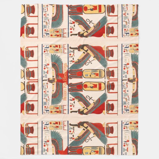 Hieroglypische zegeningen van de Egyptische God Am Fleece Deken (Voorkant)