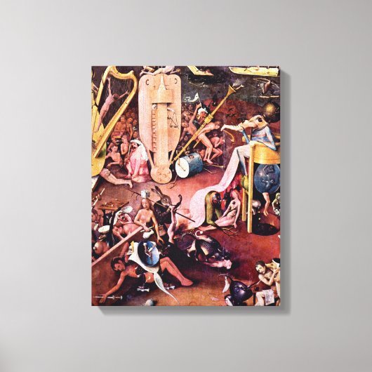 Hieronymus Bosch - De tuin van de hel, detail Canvas Afdruk (Voorkant)