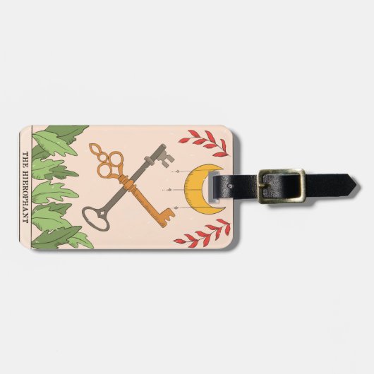 Hierophant major arcana tarot card moon bagagelabel (Voorkant horizontaal)