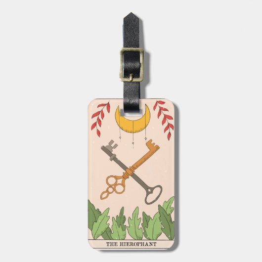 Hierophant major arcana tarot card moon bagagelabel (Voorkant verticaal)