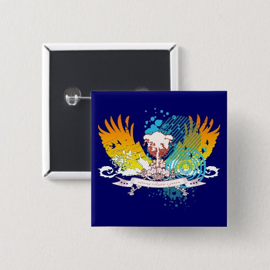 hifi-boom. vierkante button 5,1 cm (Voorkant /achterkant)