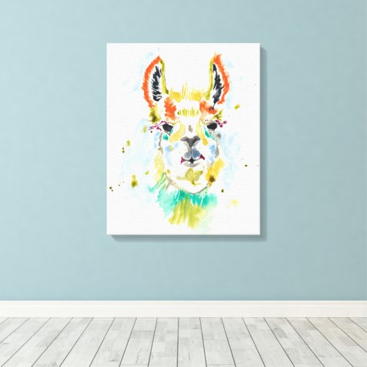 Hifi Llama - Portrait Canvas Afdruk (Insitu (Houten vloer))