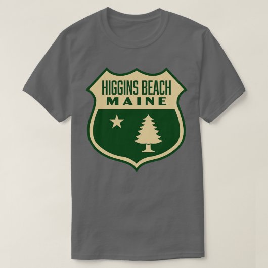 Higgins Beach Maine Retro Pine Tree Shield Tan T-shirt (Design voorkant)