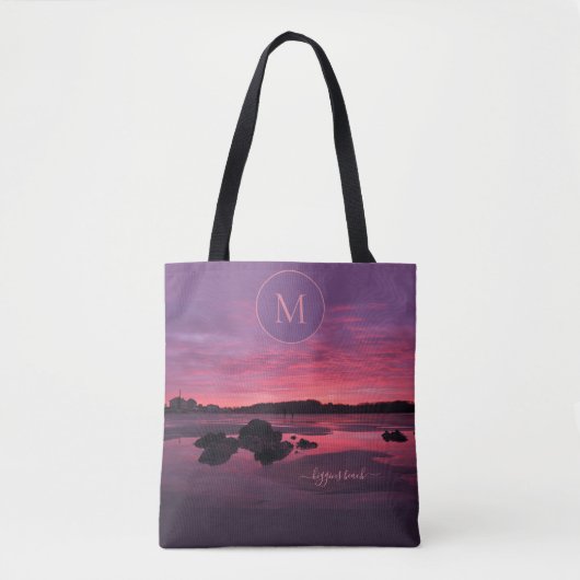 Higgins Beach Sunrise Maine Monogram Tote Bag (Voorkant)