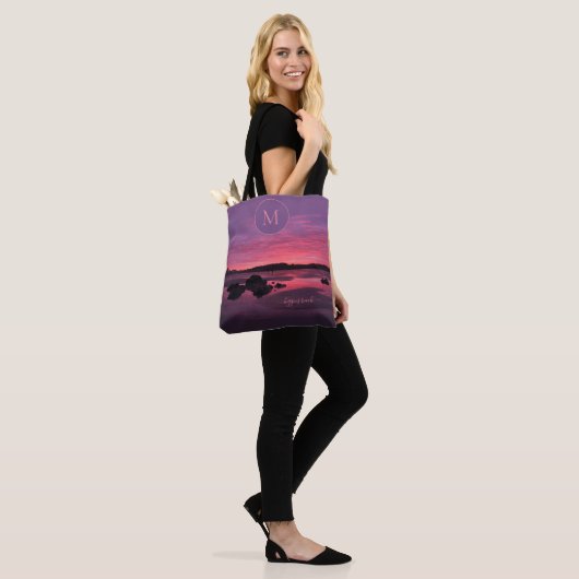 Higgins Beach Sunrise Maine Monogram Tote Bag (Op model)