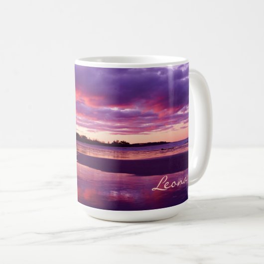 Higgins Beach Sunrise Panoramic Name Monogram Koffiemok (Voorkant rechts)