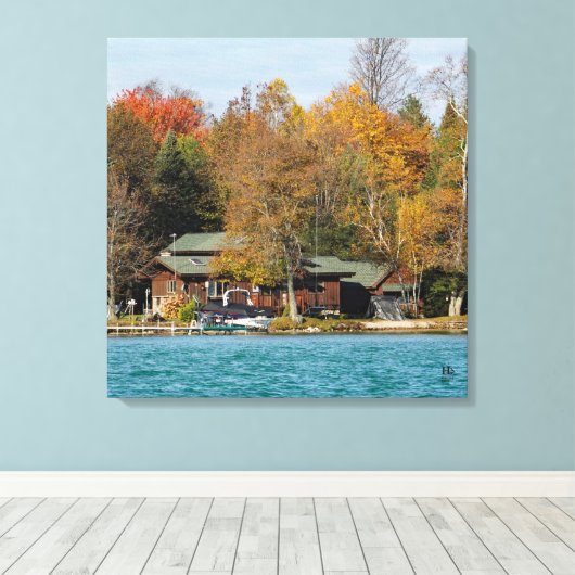 Higgins Lake huis nr. 40 Canvas Afdruk (Insitu (Houten vloer))