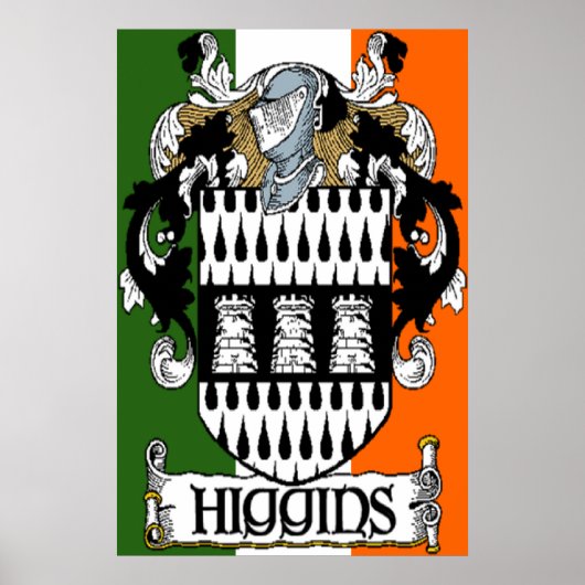 Higgins wapenschild Ierse vlag Poster (Voorkant)