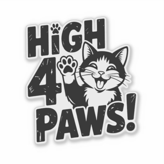 High 4 Paws Cat Sticker (Voorkant)