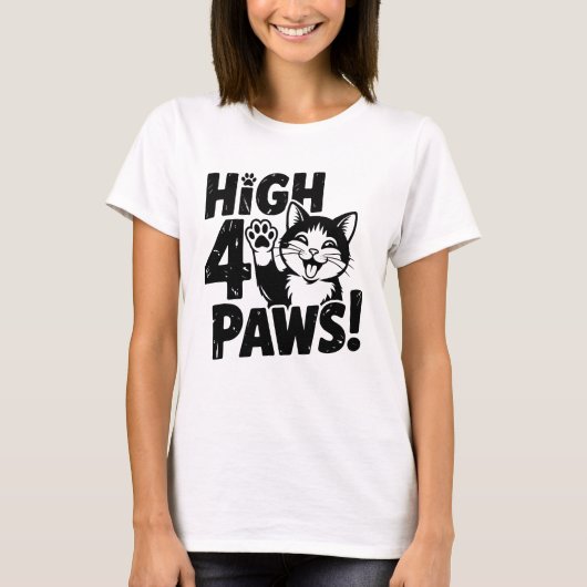 High 4 Paws Cat T-shirt (Voorkant)