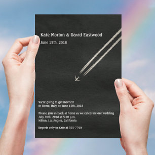 ©High Altitude Vliegtuig Bestemming Bruiloft Kaart