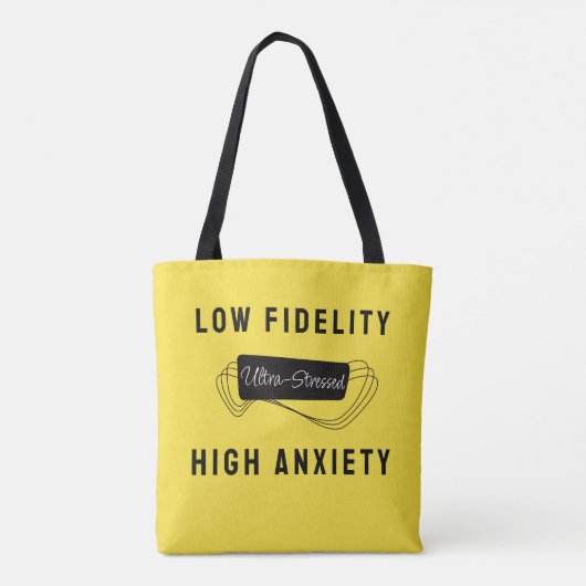 High Angst 60s Muziek Zwart Geel Retro Slogan Tote Bag (Achterkant)