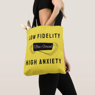 High Angst 60s Muziek Zwart Geel Retro Slogan Tote Bag