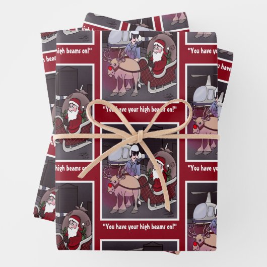 High Beams Holiday Wrapping Paper Sheet (In situ)