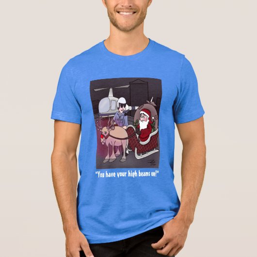 High Beams Mannen Blauw Tri-Blend T-shirt (Voorkant)
