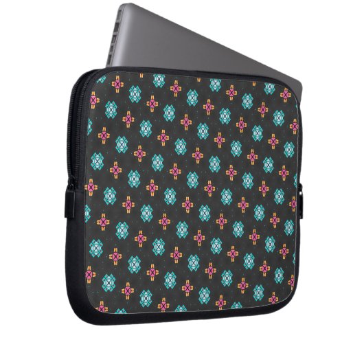 High-Contrast Black and Neon Geometric Laptop Case (Voorkant Rechts)