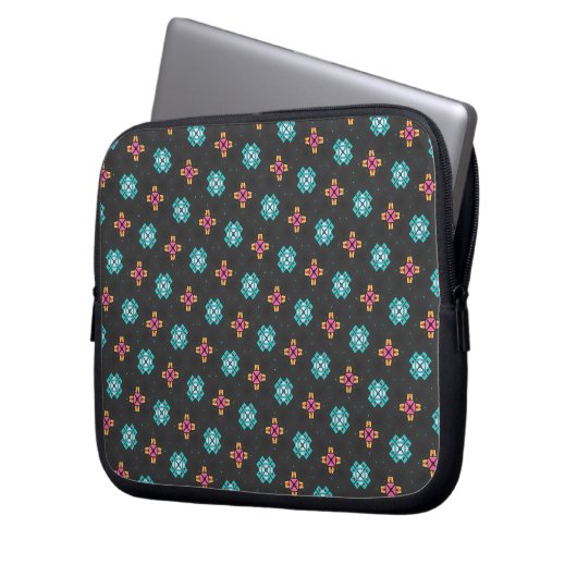 High-Contrast Black and Neon Geometric Laptop Case (Voorkant Links)