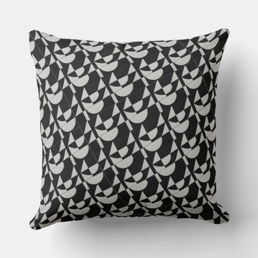 High-Contrast Comfort: Modular Noir Echo Abstract Kussen (Achterkant)