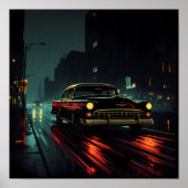 High-Contrast Film Noir: Backlit Evening Drive Poster (Voorkant)