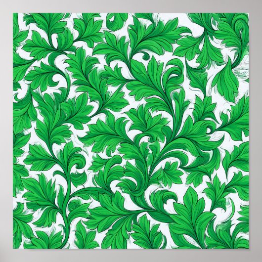 High Contrast Flat Color Pattern: Abstract Ivy Poster (Voorkant)