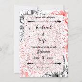 High-Contrast Red Speckle & Black Line Art Floral Kaart (Voorkant)