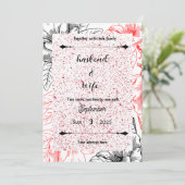 High-Contrast Red Speckle & Black Line Art Floral Kaart (Staand voorkant)