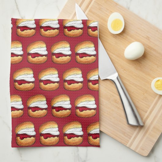 High Cream Tea Scone Jam UK British Bakery Food Theedoek (Quarter Fold)