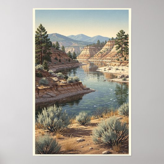 High Desert River Bend Landschaps poster (Voorkant)