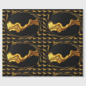 High-End Gifting: Full Liquid Gold Black Monochrom Cadeaupapier (Vlak)