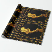 High-End Gifting: Full Liquid Gold Black Monochrom Cadeaupapier (Uitgerold)