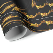 High-End Gifting: Full Liquid Gold Black Monochrom Cadeaupapier (Rol Hoek)