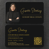 High End Real Estate Black Gold QR Code Visitekaartje