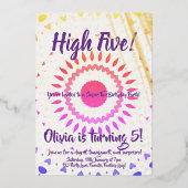High Five! 5e verjaardag Folie Uitnodiging (Voorkant)