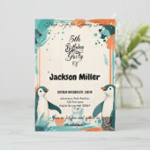 High Five 5th Birthday, Blauwgroen en Sinaasappel, Kaart (Staand voorkant)