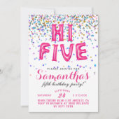 High Five 5th Birthday Confetti Invitation Kaart (Voorkant)
