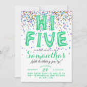 High Five 5th Birthday Confetti Invitation Kaart (Voorkant)