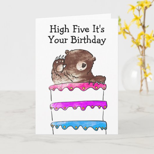 High Five Beer Verjaardag Kaart (Gele Bloem)