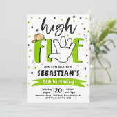 High Five Birthday Hi Vijf 5th Birthday Party Kaart (Staand voorkant)