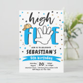 High Five Birthday Hi Vijf 5th Birthday Party Kaart (Staand voorkant)
