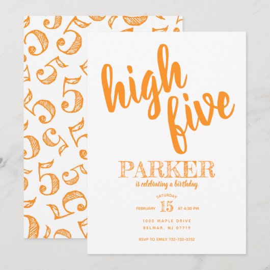 High Five Birthday uitnodiging (Voorkant / Achterkant)