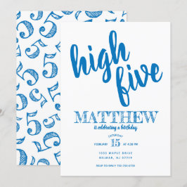 High Five Birthday Uitnodiging Blauw