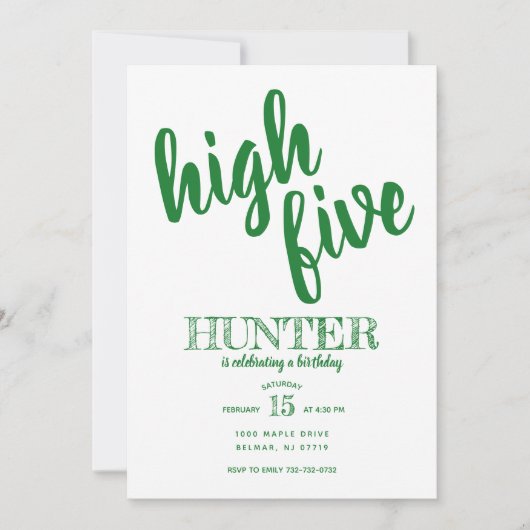 High Five Birthday uitnodiging Groen (Voorkant)