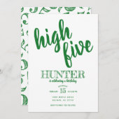 High Five Birthday uitnodiging Groen (Voorkant / Achterkant)