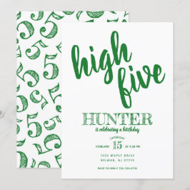 High Five Birthday uitnodiging Groen