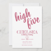 High Five Birthday uitnodiging Roze (Voorkant)