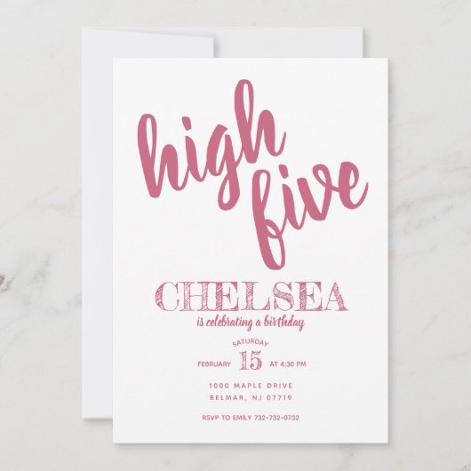 High Five Birthday uitnodiging Roze (Voorkant)